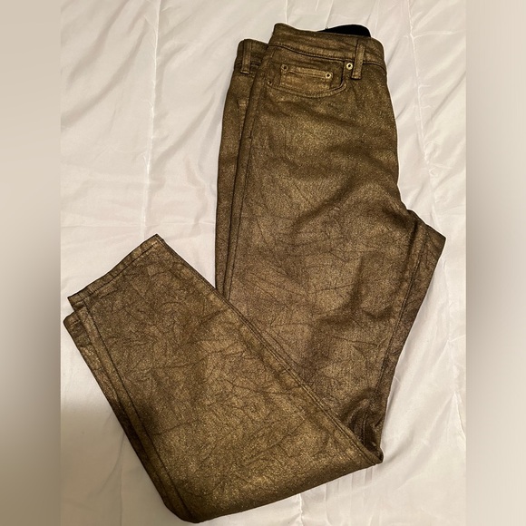 NWOT Ralph Lauren gold metallic jeans. Size 10. - Picture 1 of 5